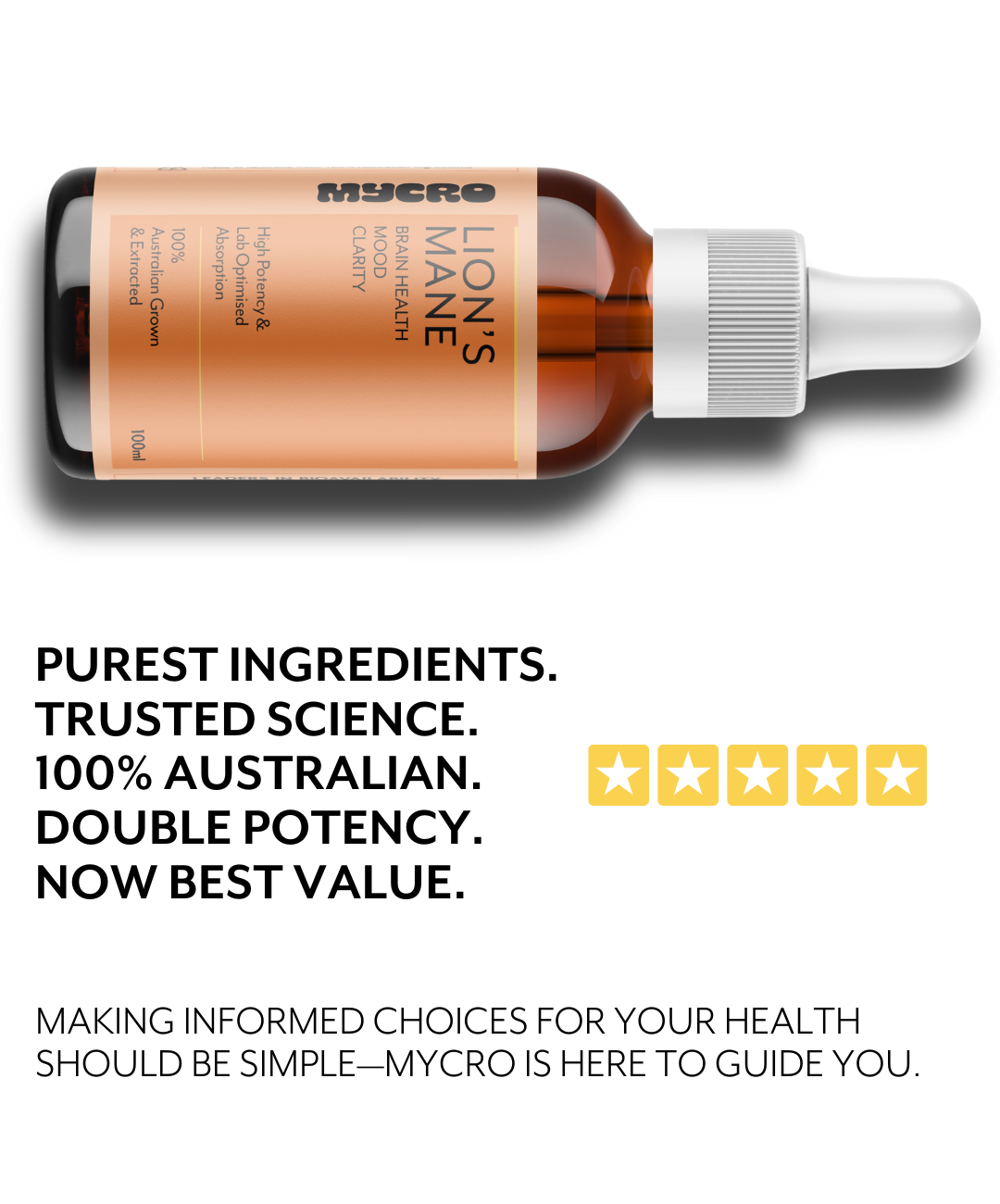 Purest Ingredients. Trusted Science. Now Best Value. Making informed choices for your health should be simple – MYCRO is here to guide you.